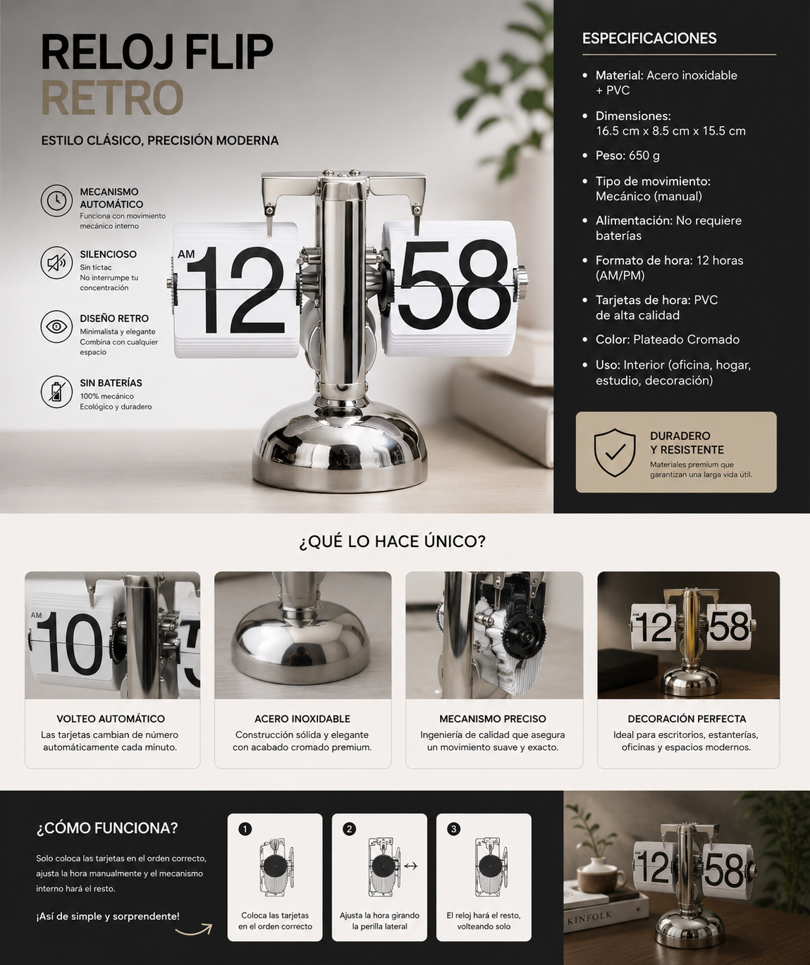 Reloj Flip Retro